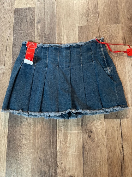 Roma Pants - Y2K Roma Blue Pleated Denim Mini Skort
